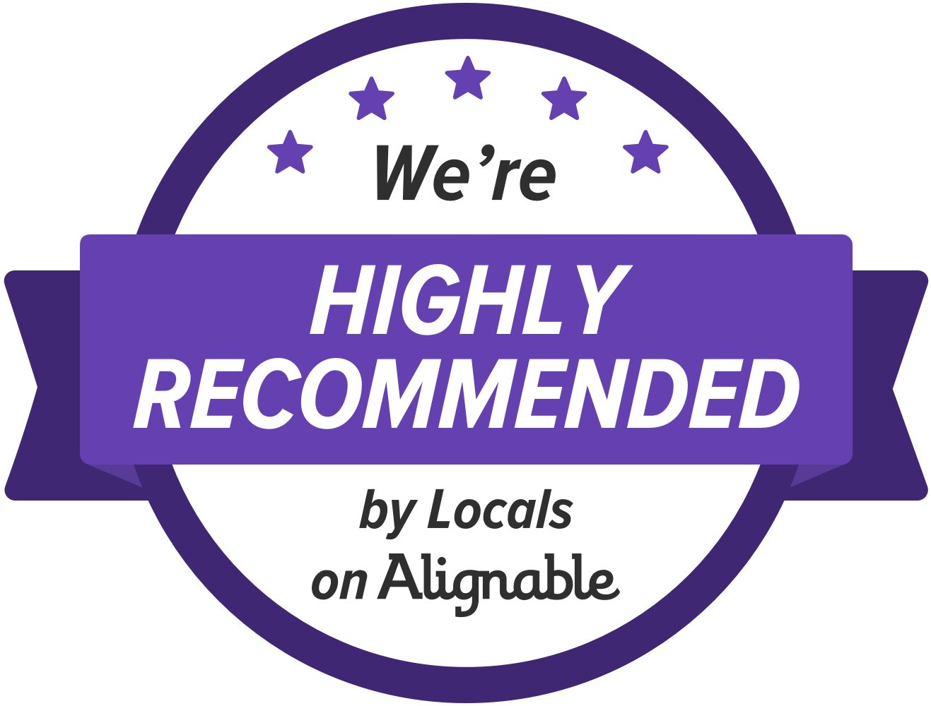 A badge from Alignable signifying that Cyclone Cleaning & Janitoral is highly recommended by locals in Santa Clarita.